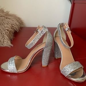 Sliver sparkle heels